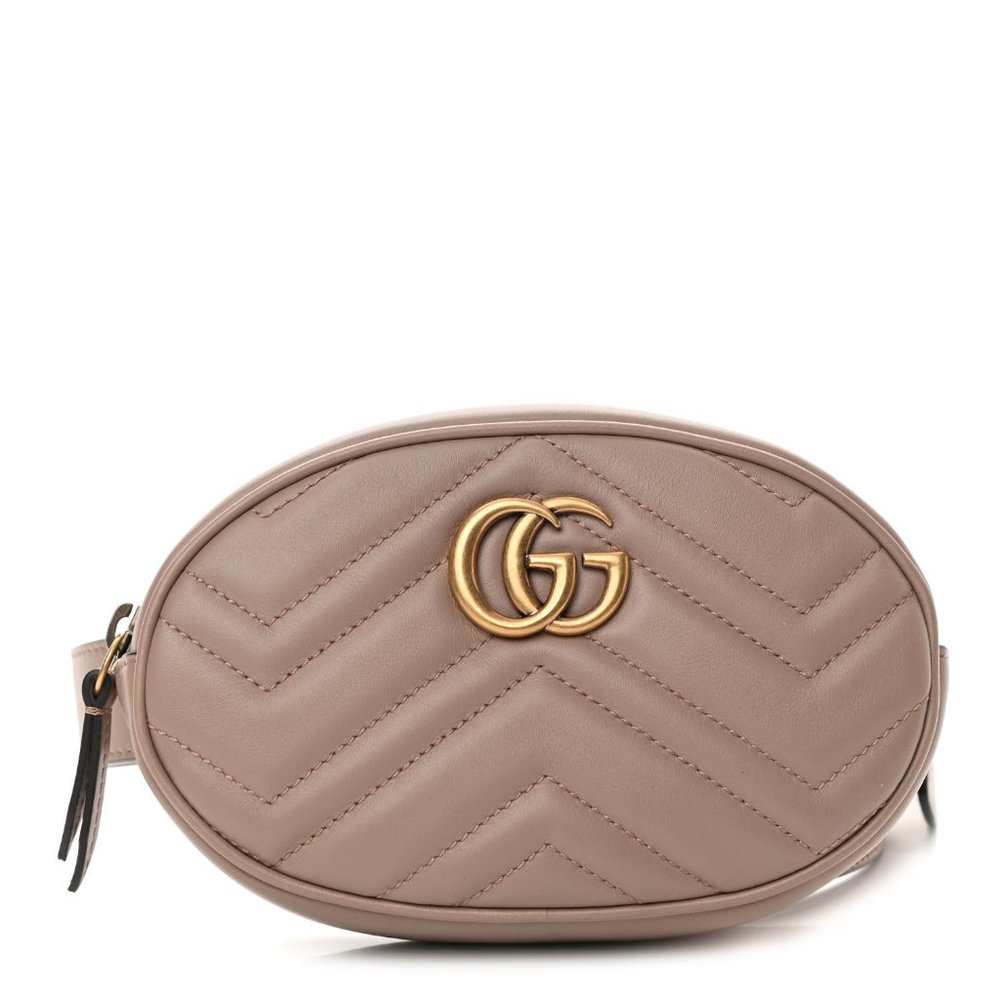 GUCCI Calfskin Matelasse GG Marmont Belt Bag 100 38 Porcelain Rose